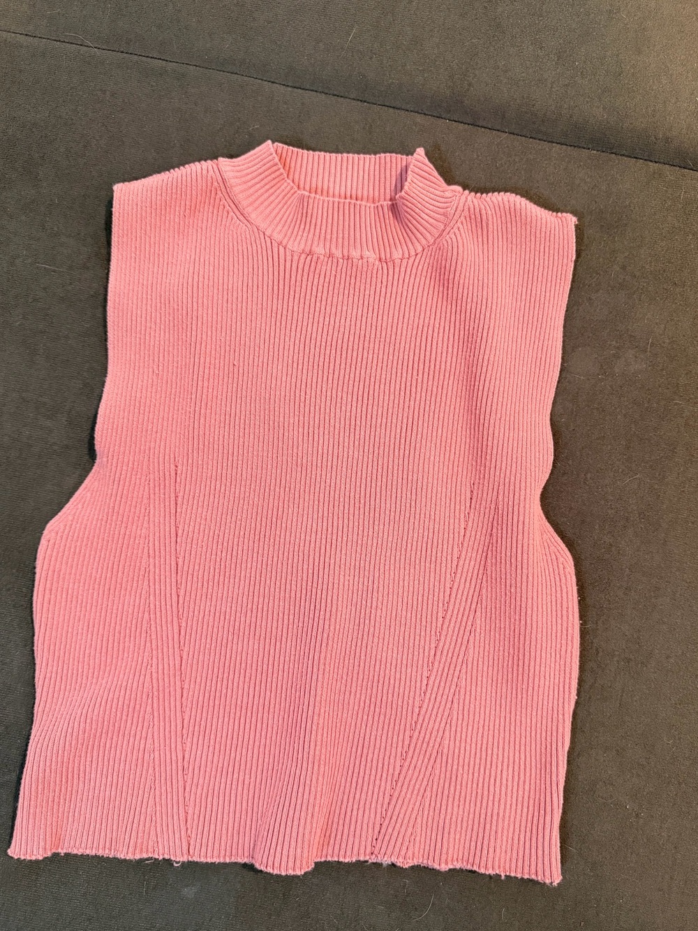 Love Tree Pink Ribbed Sleeveless Mock Neck Tank